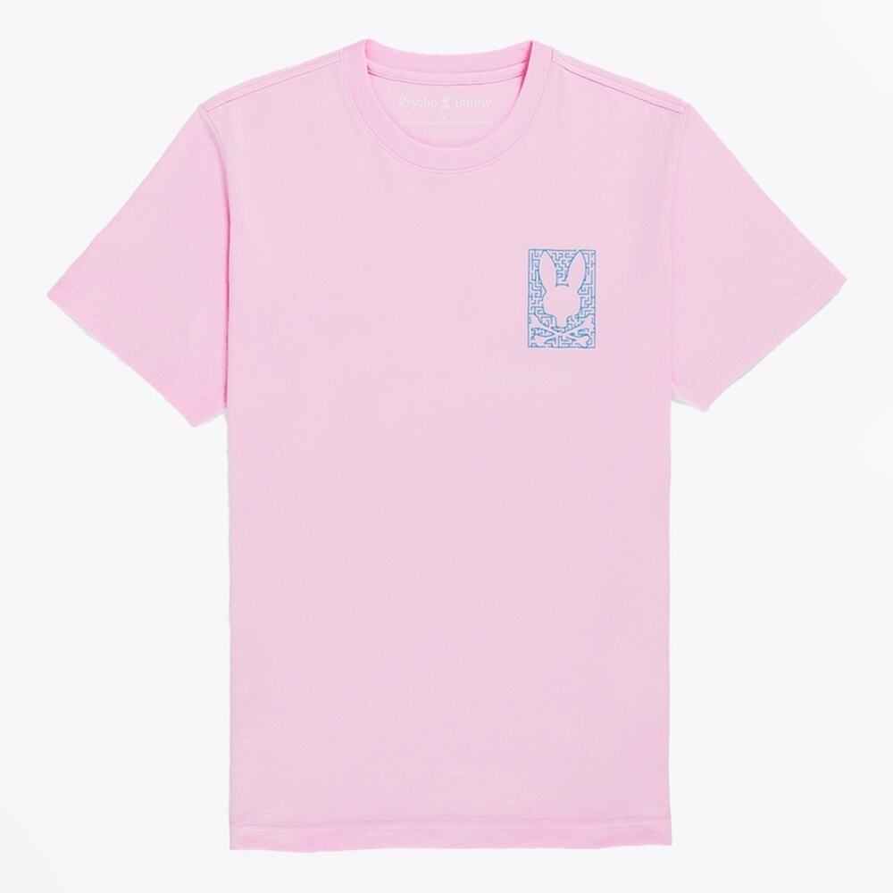 psycho bunny Pisani Graphic Tee Pure Pink Graphic T-Shirt with Blue women’s sz 3